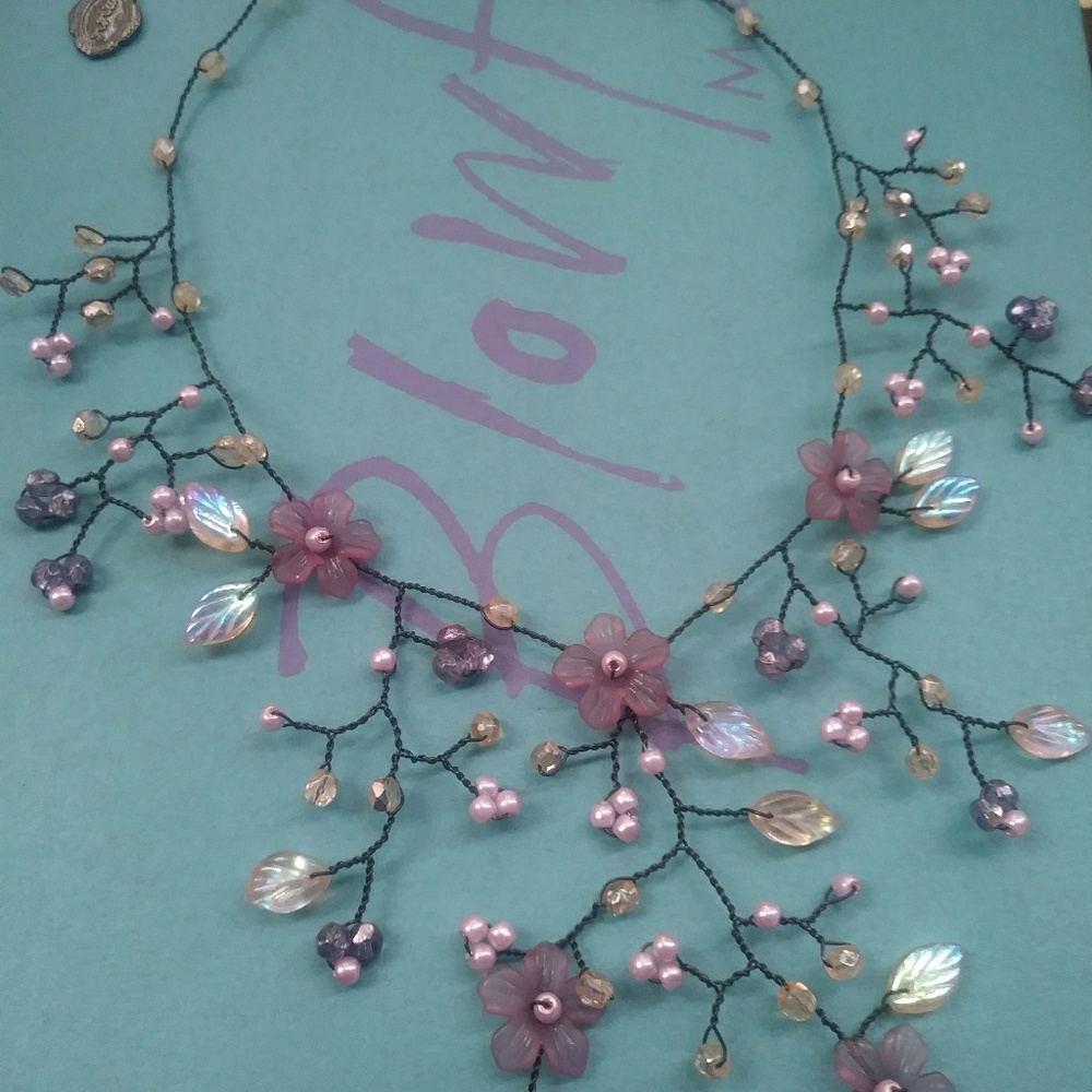 Vintage wire-wrapped beaded choker necklace